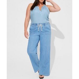 🆕 Pull-On Wide Leg Light Weight Jean 1 1X 14 16 NWT Torrid New Light Wash Blue